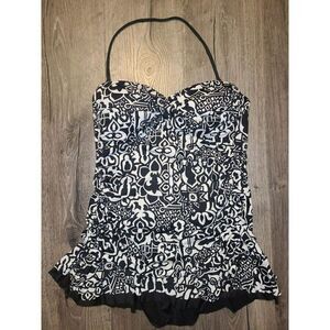 Apt.9 Ruched Skirted Slimming One-Piece Bathingsuit Women's Size Large